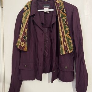 John Roberts Womens Pant Suit Size 14 Purple with attached Scarf 2 piece Vintage